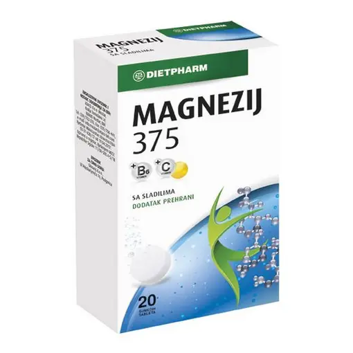 Magnezij 375 šumeće tablete, 20 komada