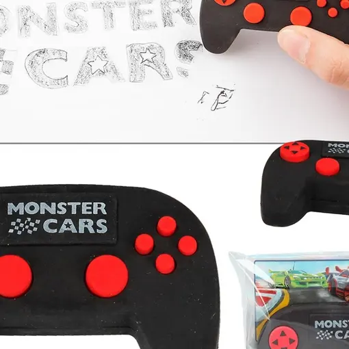 Monster Cars eraser in controller shape
